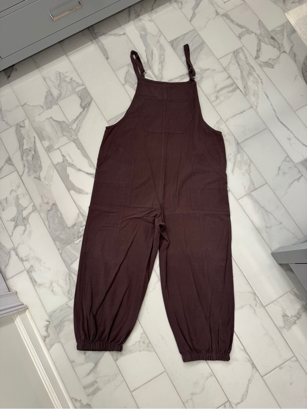 Casual Wide-Leg Overalls in dark grey